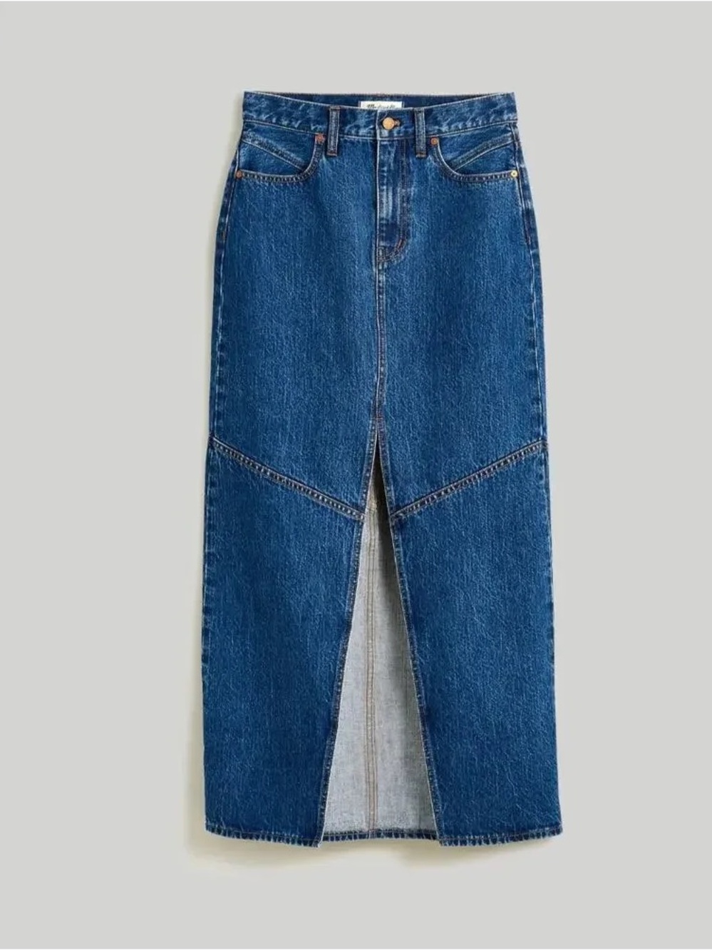MADEWELL Denim Mid-Rise Maxi Skirt in Pineland Wash 27